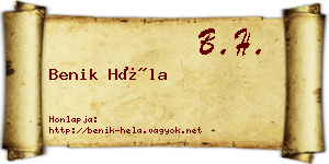 Benik Héla névjegykártya